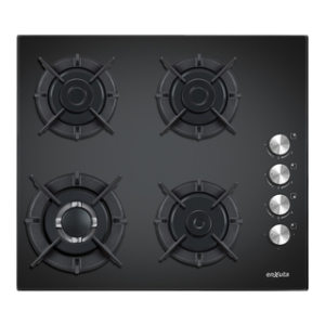 Anafe de Empotrar con 4 Hornallas a Gas Negro con Hierro Fundido - Turquía