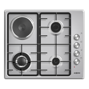 Anafe de Empotrar con 3 Hornallas a Gas y 1 Disco Eléctrico Inox con Hierro Fundido - Turquía