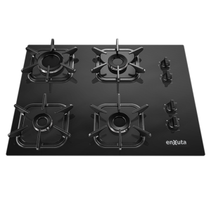 Anafe de Empotrar con 4 Hornallas a Gas Negro con Hierro Fundido - Brasil